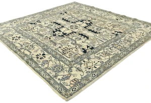 Greige Tribal Geometric 6X6 Heriz Serapi Oriental Square Rug