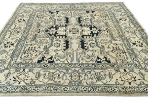 Greige Tribal Geometric 6X6 Heriz Serapi Oriental Square Rug