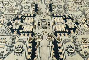 Greige Tribal Geometric 6X6 Heriz Serapi Oriental Square Rug
