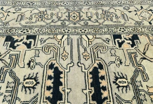 Greige Tribal Geometric 6X6 Heriz Serapi Oriental Square Rug