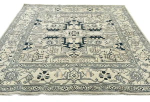 Greige Tribal Geometric 6X6 Heriz Serapi Oriental Square Rug