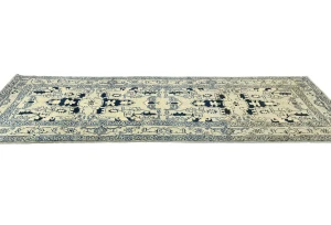 Greige Geometric 3X8 Heriz Serapi Oriental Runner Rug