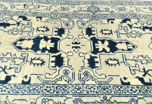 Greige Geometric 3X8 Heriz Serapi Oriental Runner Rug