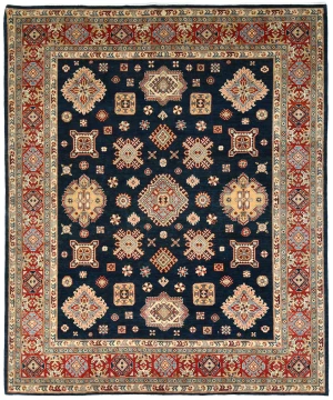 Blue Tribal Geometric 8X10 Kazak Pakistan Oriental Rug