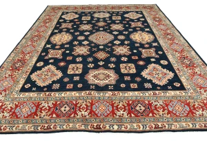 Blue Tribal Geometric 8X10 Kazak Pakistan Oriental Rug