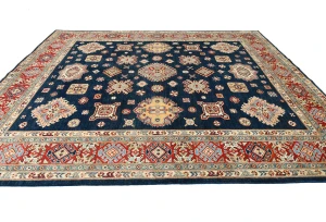 Blue Tribal Geometric 8X10 Kazak Pakistan Oriental Rug