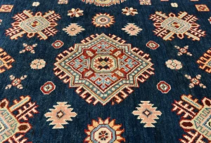 Blue Tribal Geometric 8X10 Kazak Pakistan Oriental Rug