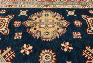 Blue Tribal Geometric 8X10 Kazak Pakistan Oriental Rug