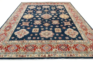Blue Tribal Geometric 8X10 Kazak Pakistan Oriental Rug
