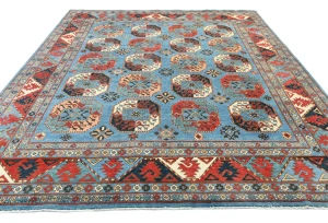 Blue Tribal Geometric 8X10 Turkoman Pakistan Rug
