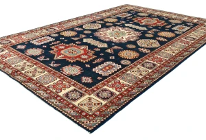 Dark Navy Tribal Geometric 6X9 Kazak Pakistan Rug