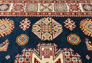 Dark Navy Tribal Geometric 6X9 Kazak Pakistan Rug