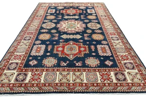 Dark Navy Tribal Geometric 6X9 Kazak Pakistan Rug