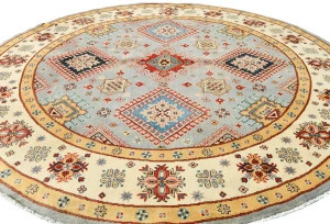 Gray Tribal Geometric 8X8 Kazak Oriental Rug