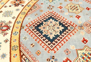 Gray Tribal Geometric 8X8 Kazak Oriental Rug
