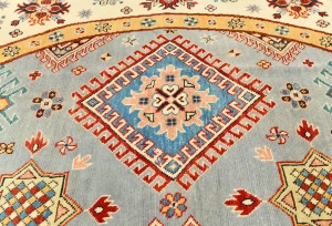 Gray Tribal Geometric 8X8 Kazak Oriental Rug