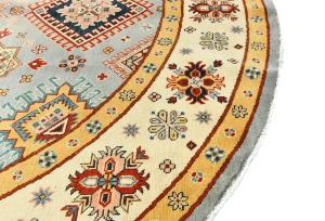 Gray Tribal Geometric 8X8 Kazak Oriental Rug