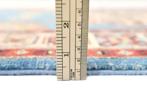 Blue Tribal Geometric 3X16 Kazak Oriental Runner Rug