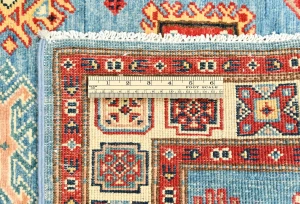 Blue Tribal Geometric 3X16 Kazak Oriental Runner Rug
