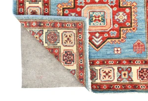 Blue Tribal Geometric 3X16 Kazak Oriental Runner Rug