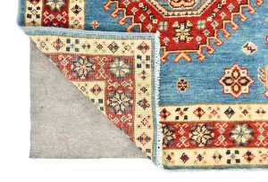 Blue Tribal Geometric 3X14 Kazak Oriental Runner Rug
