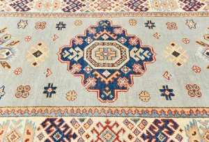Light Gray Tribal Geometric 3X16 Kazak Oriental Runner Rug