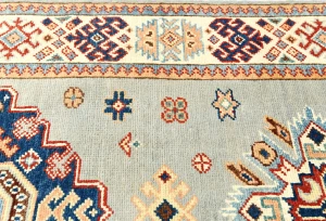 Light Gray Tribal Geometric 3X16 Kazak Oriental Runner Rug