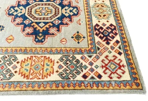 Light Gray Tribal Geometric 3X16 Kazak Oriental Runner Rug