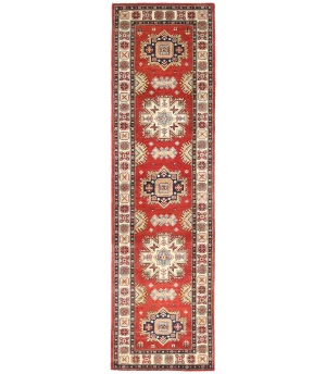 Red Tribal Geometric 3X10 Kazak Oriental Runner Rug