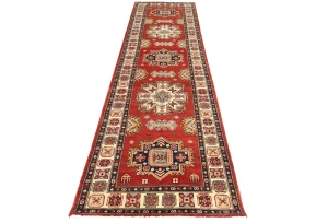 Red Tribal Geometric 3X10 Kazak Oriental Runner Rug