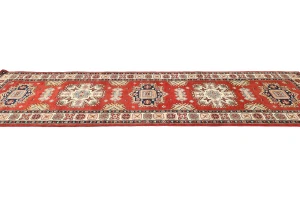 Red Tribal Geometric 3X10 Kazak Oriental Runner Rug