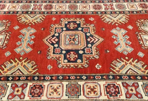 Red Tribal Geometric 3X10 Kazak Oriental Runner Rug