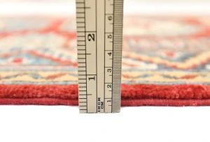 Red Geometric 2'8X13'5 Kazak Oriental Runner Rug