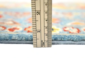 Blue Tribal Geometric 3X9 Turkoman-Kazak Oriental Runner Rug