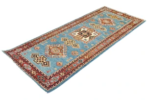 Blue Tribal Geometric 2'3X5'7 Kazak Pakistan Oriental Rug