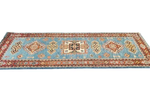 Blue Tribal Geometric 2'3X5'7 Kazak Pakistan Oriental Rug
