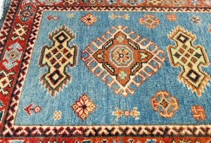 Blue Tribal Geometric 2'3X5'7 Kazak Pakistan Oriental Rug