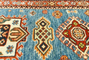 Blue Tribal Geometric 2'3X5'7 Kazak Pakistan Oriental Rug