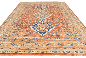 Orange Geometric Tribal 8X10 Oushak Peshawar Oriental Rug