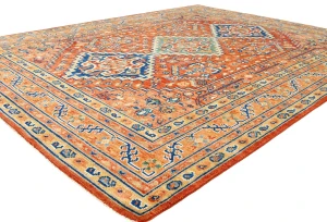 Orange Geometric Tribal 8X10 Oushak Peshawar Oriental Rug