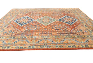 Orange Geometric Tribal 8X10 Oushak Peshawar Oriental Rug