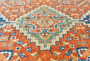 Orange Geometric Tribal 8X10 Oushak Peshawar Oriental Rug