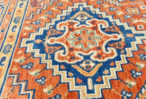 Orange Geometric Tribal 8X10 Oushak Peshawar Oriental Rug