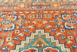 Orange Geometric Tribal 8X10 Oushak Peshawar Oriental Rug