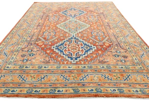 Orange Geometric Tribal 8X10 Oushak Peshawar Oriental Rug