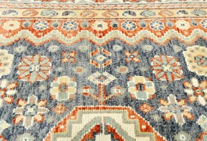 Muted Gray Floral 8X10 Oushak Chobi Oriental Rug