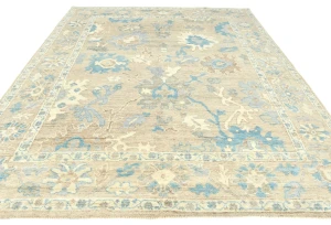 Muted Beige Floral Transitional 8X10 Oushak Oriental Rug