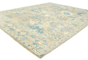 Muted Beige Floral Transitional 8X10 Oushak Oriental Rug