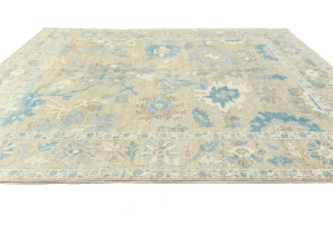 Muted Beige Floral Transitional 8X10 Oushak Oriental Rug