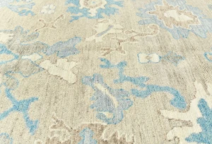 Muted Beige Floral Transitional 8X10 Oushak Oriental Rug